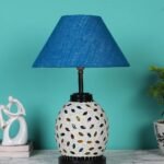 Turquoise Jute Glass Table lamp with Iron Base(199)