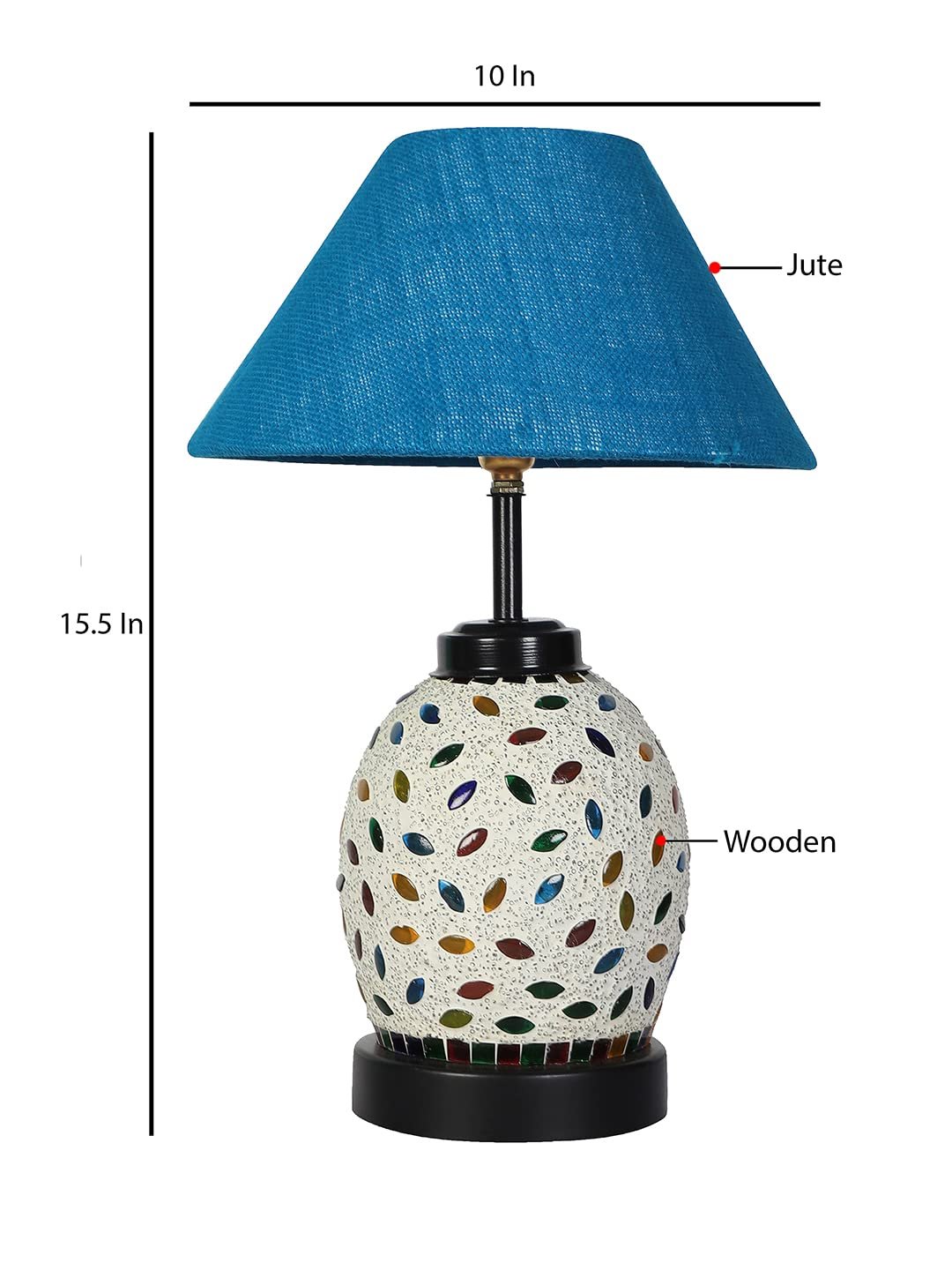 Turquoise Jute Glass Table lamp with Iron Base(199)