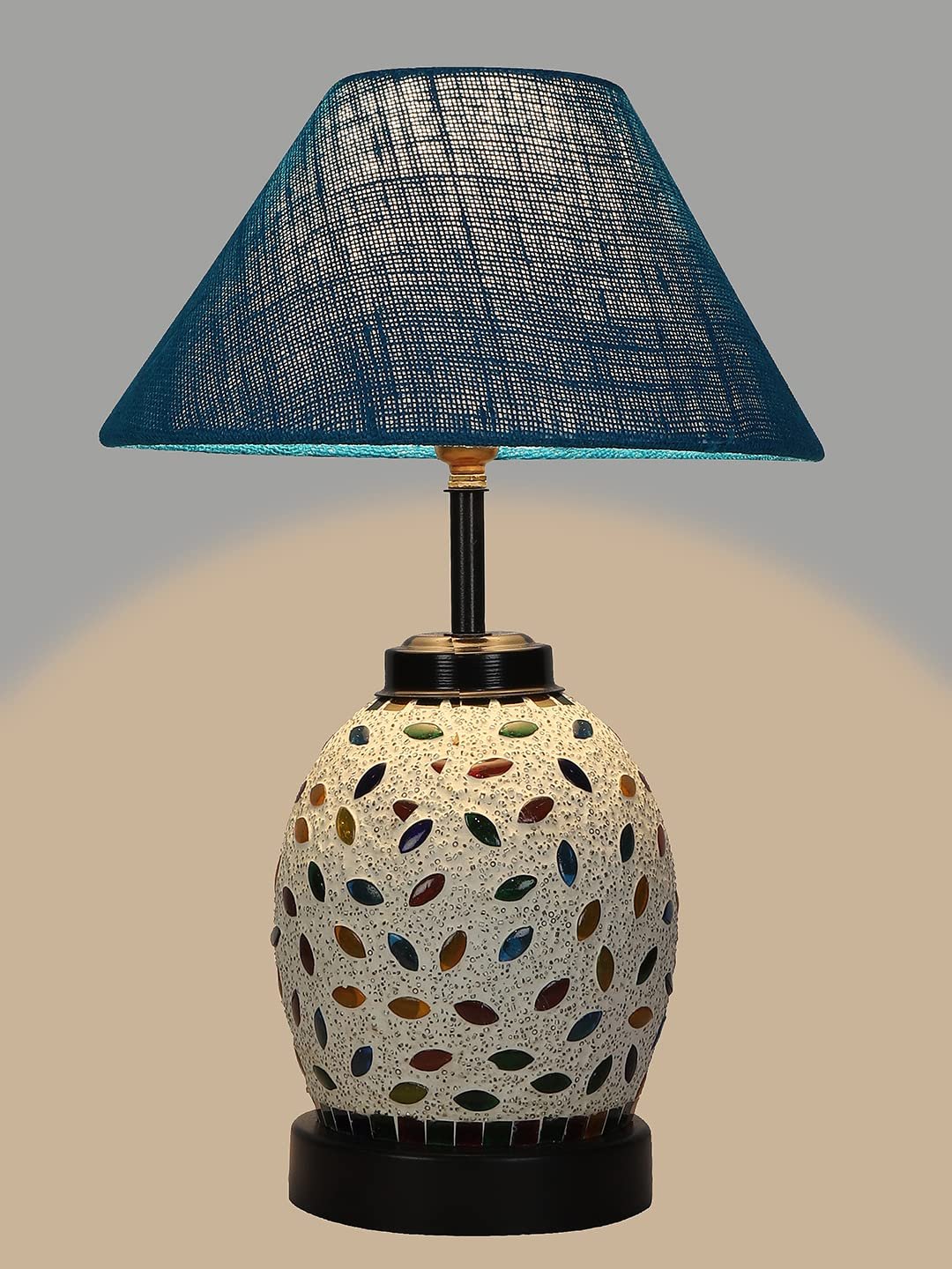 Turquoise Jute Glass Table lamp with Iron Base(199)
