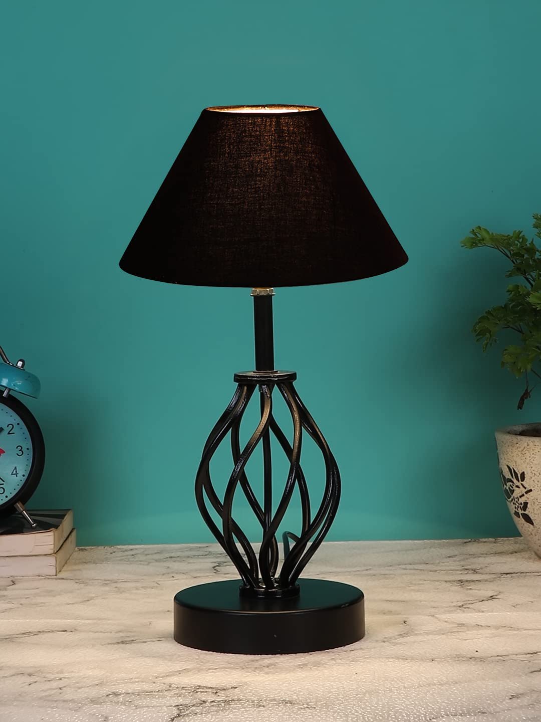 Black Cotton Table lamp with Iron Base(19)