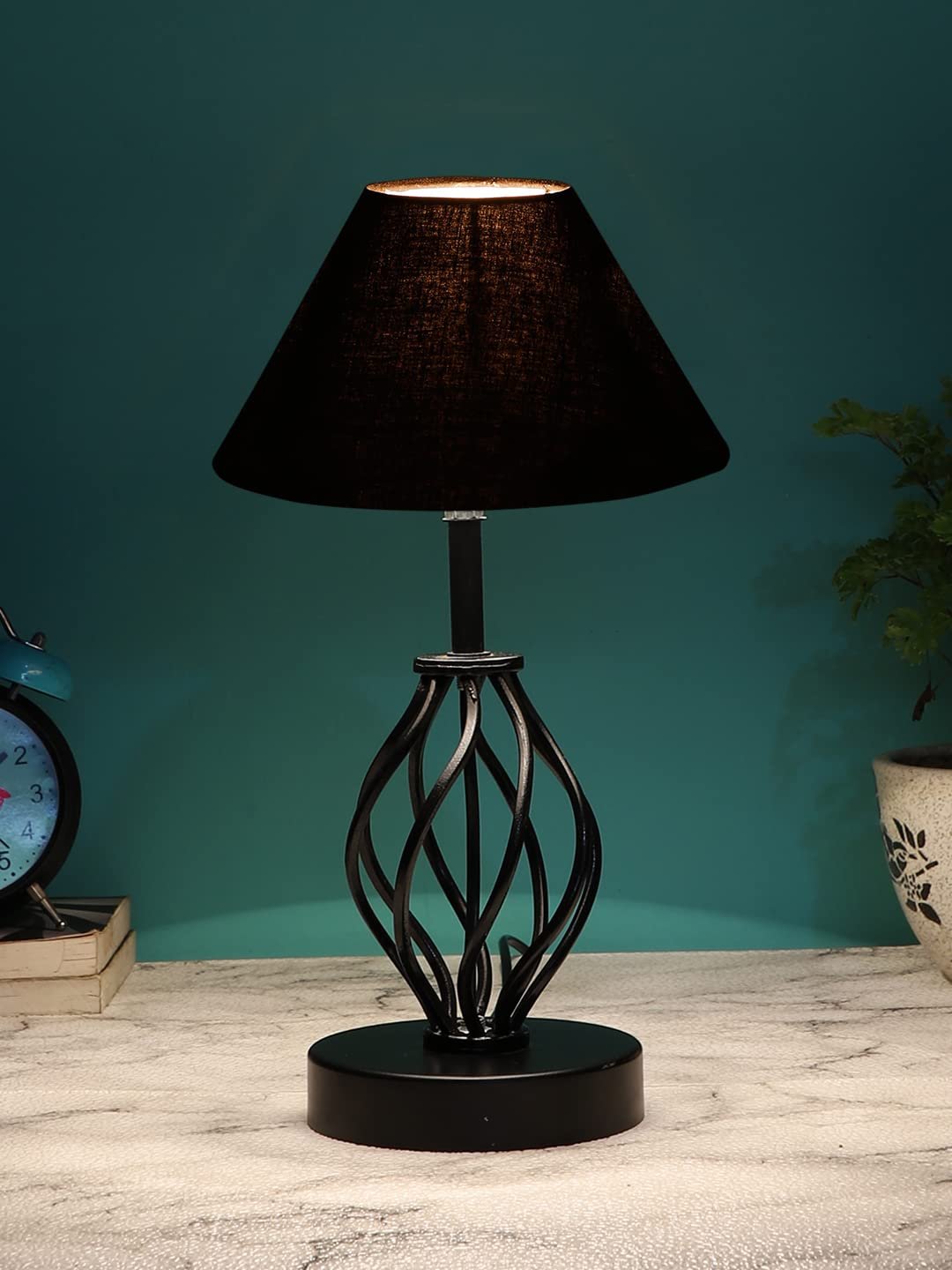 Black Cotton Table lamp with Iron Base(19)