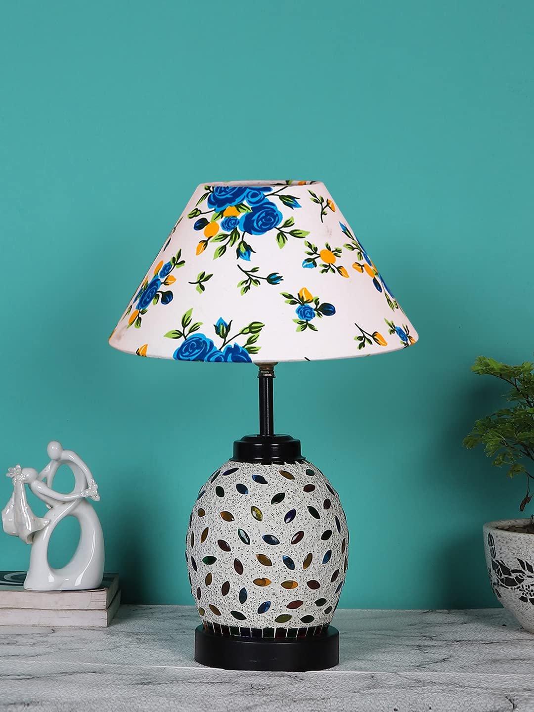 Multicolor Cotton Glass Table lamp with Iron Base(200)
