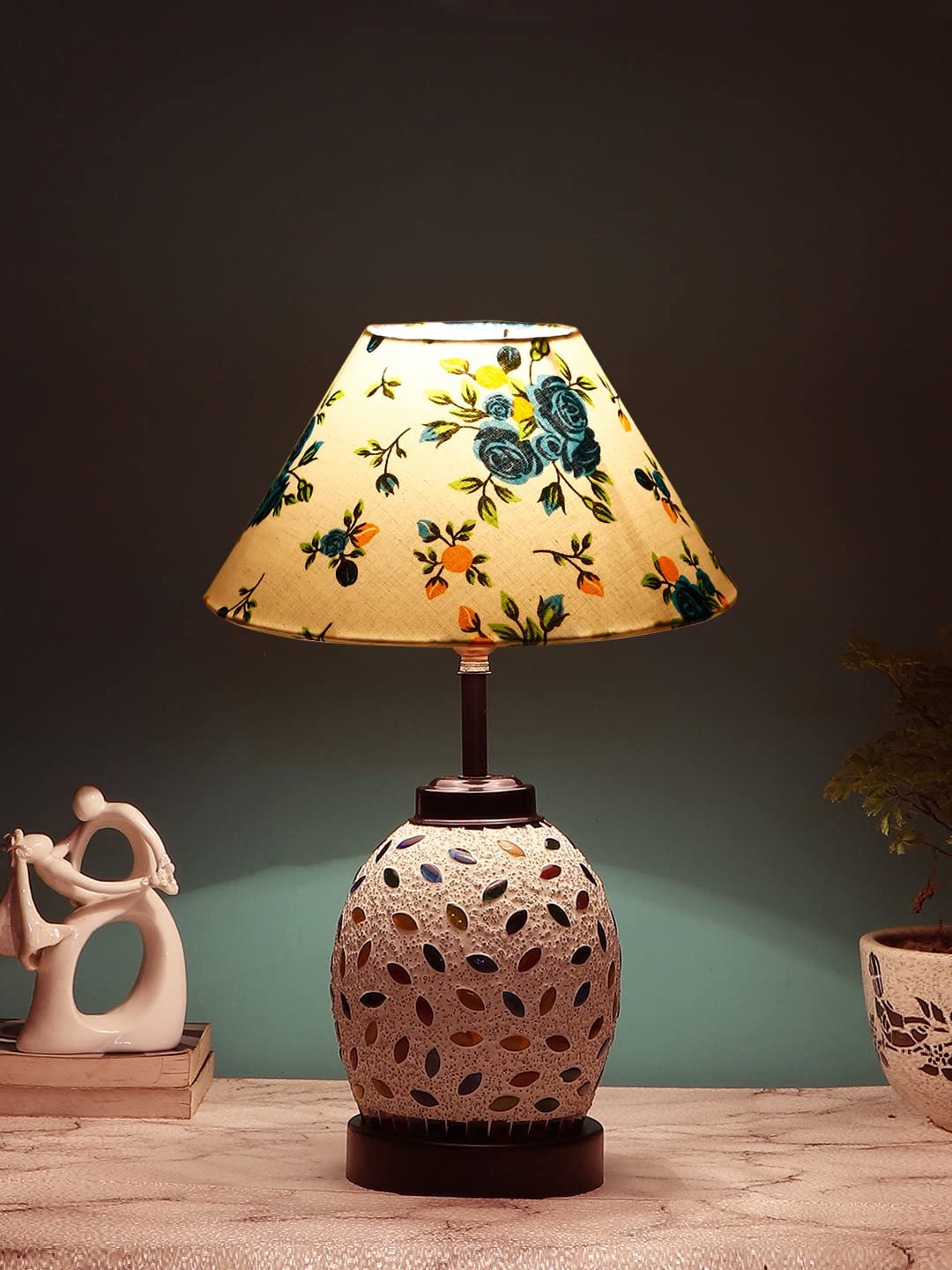 Multicolor Cotton Glass Table lamp with Iron Base(200)