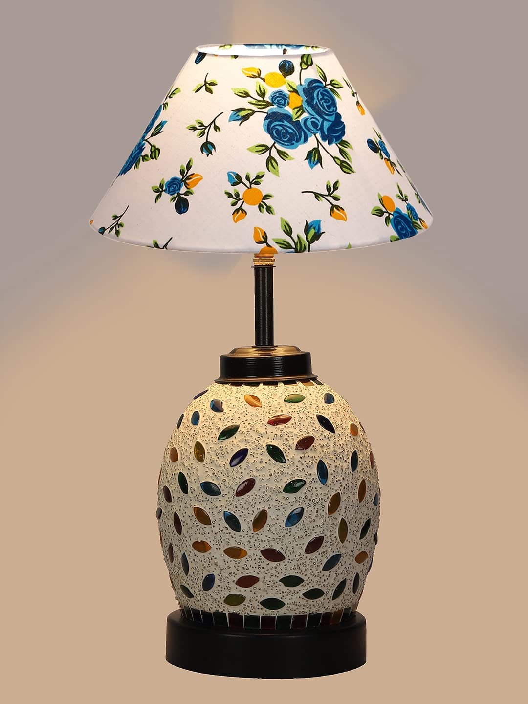 Multicolor Cotton Glass Table lamp with Iron Base(200)