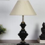 Off-White Cotton Table lamp with Iron Base(2)