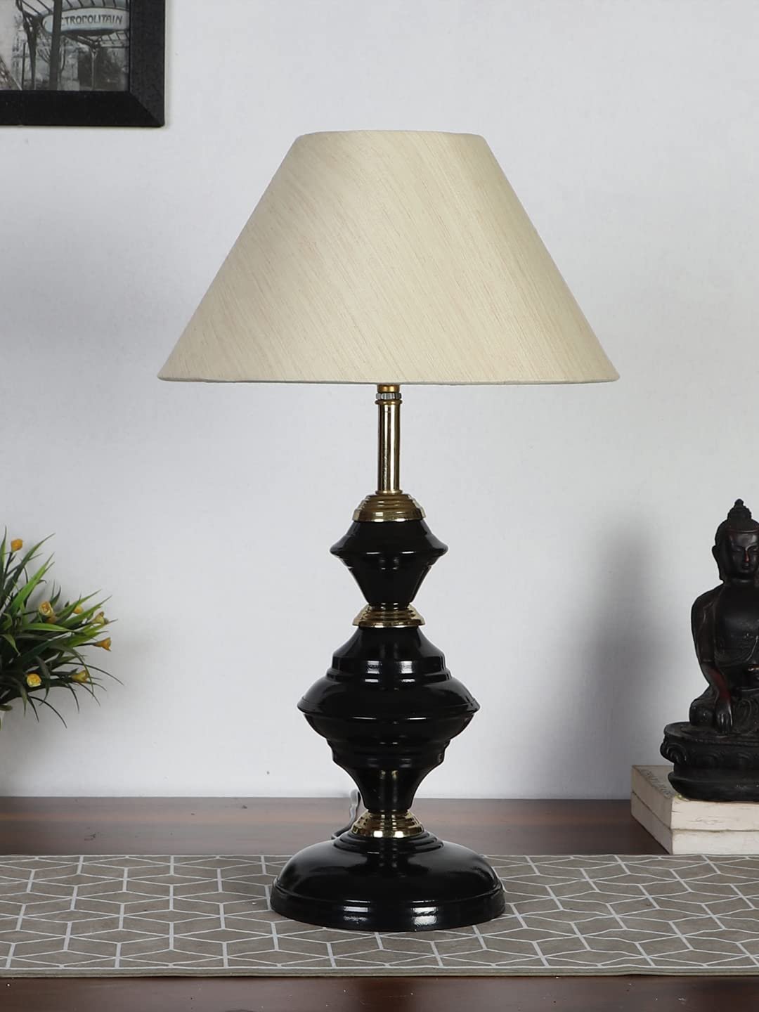 Off-White Cotton Table lamp with Iron Base(2)