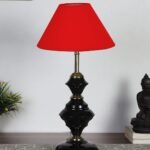 Red Cotton Table lamp with Iron Base(207)
