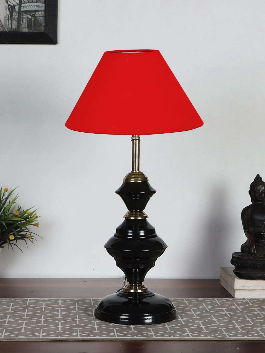 Red Cotton Table lamp with Iron Base(207)