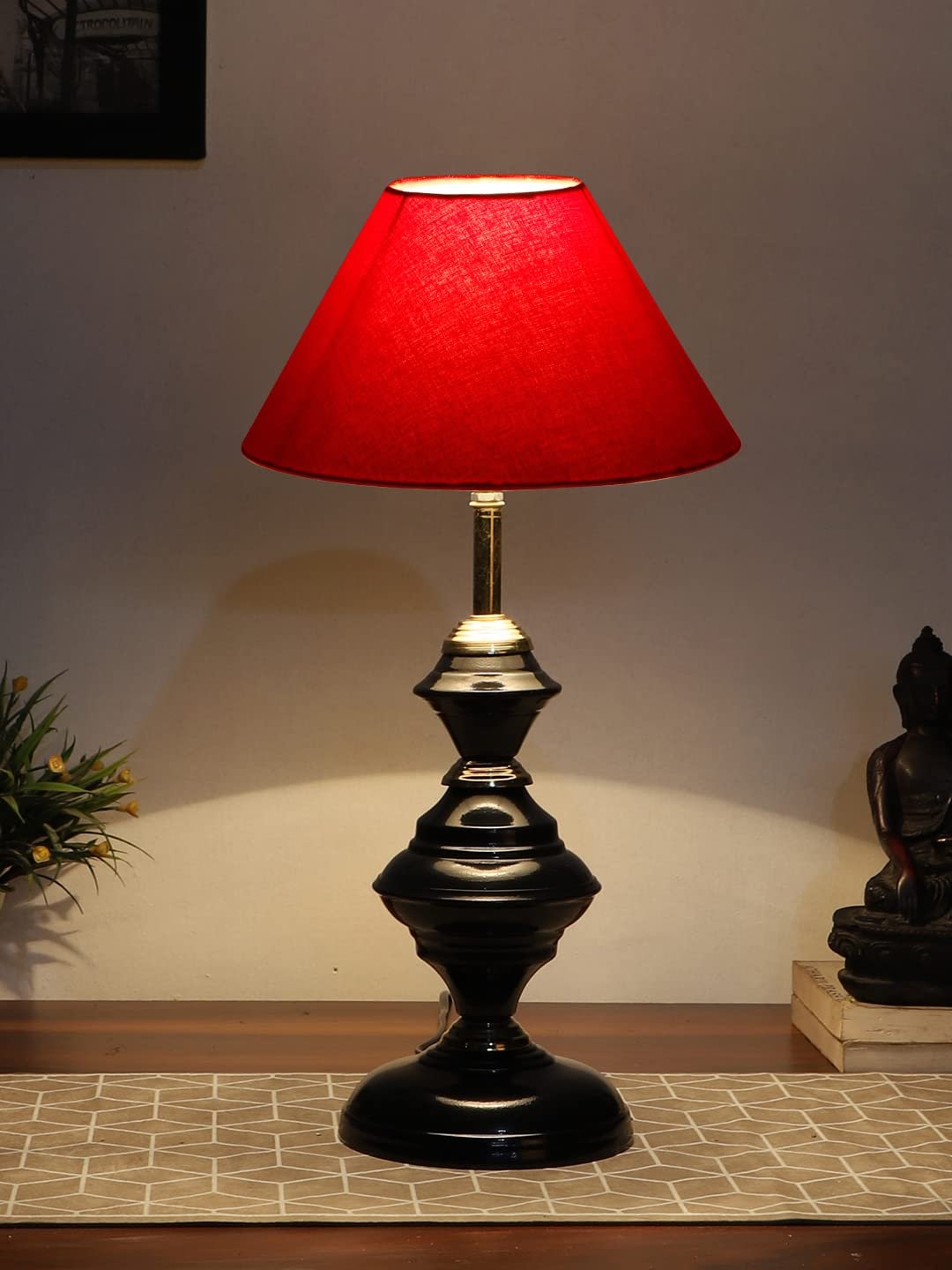 Red Cotton Table lamp with Iron Base(207)