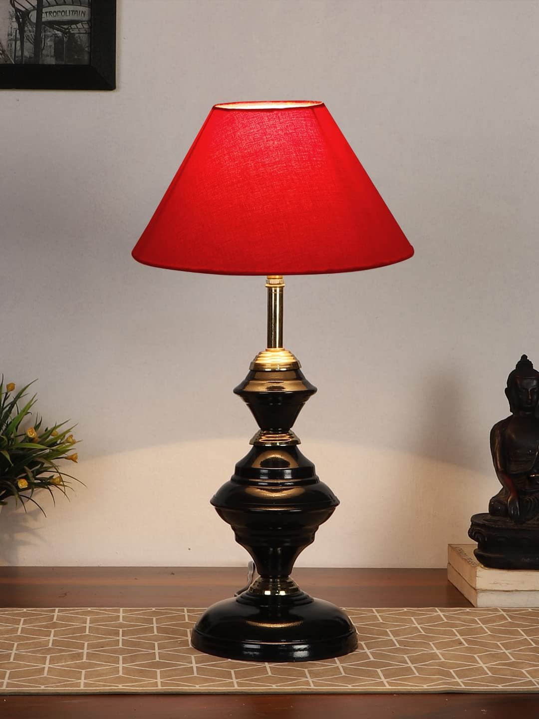 Red Cotton Table lamp with Iron Base(207)