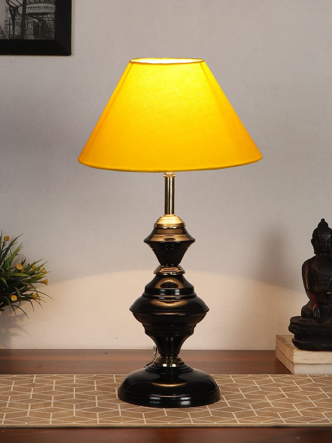 Yellow Cotton Table lamp with Iron Base(209)