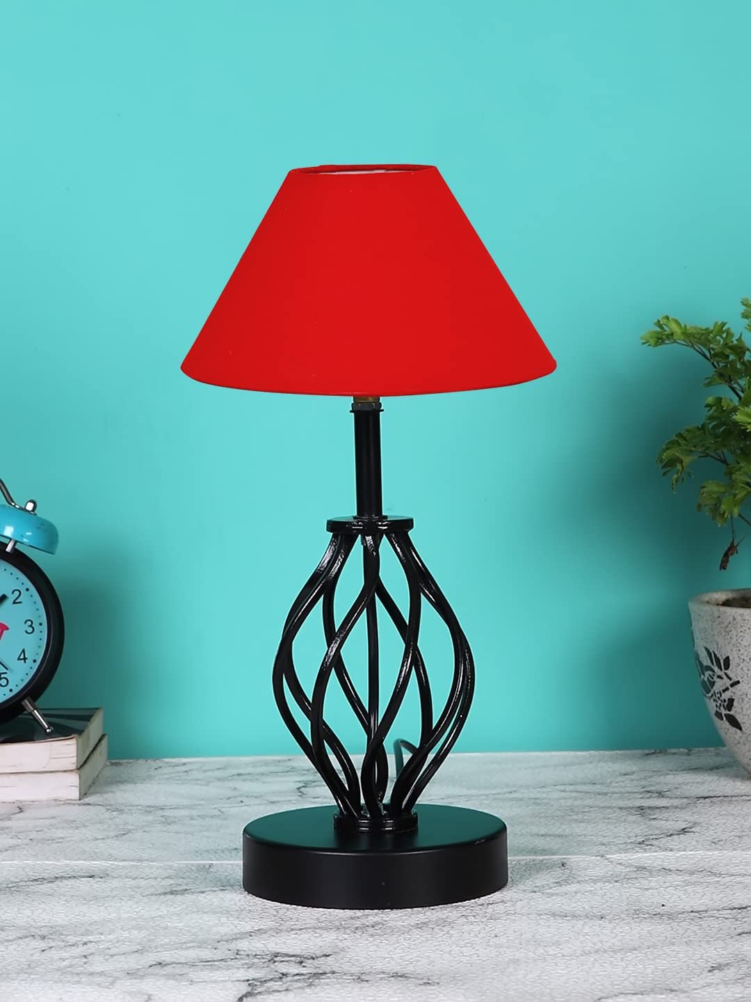 Red Cotton Table lamp with Iron Base(20)