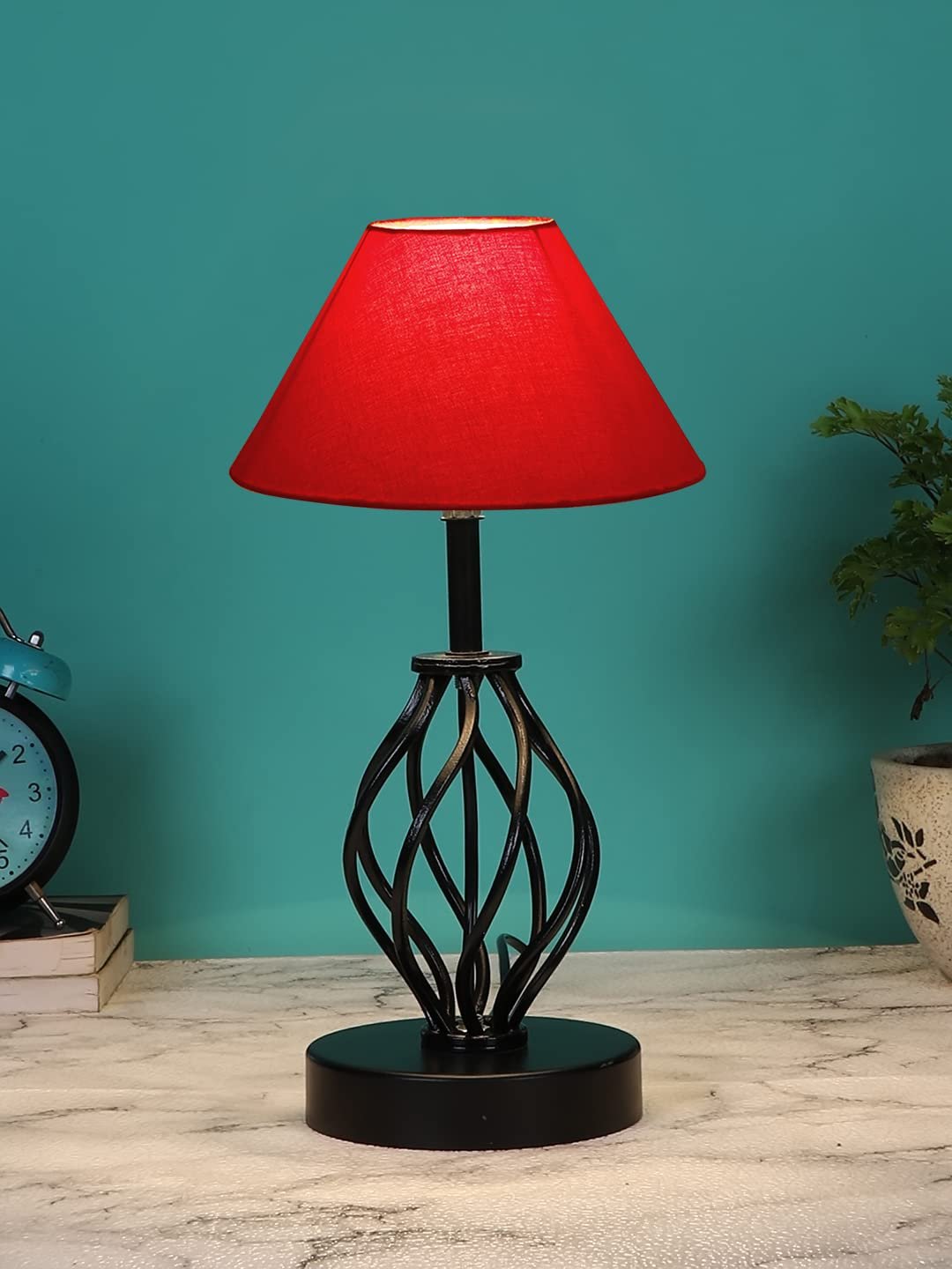 Red Cotton Table lamp with Iron Base(20)