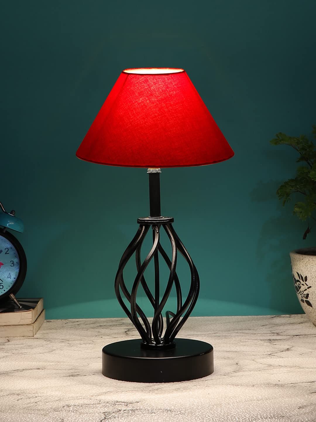 Red Cotton Table lamp with Iron Base(20)