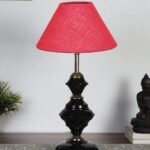 Pink Jute Table lamp with Iron Base(213)