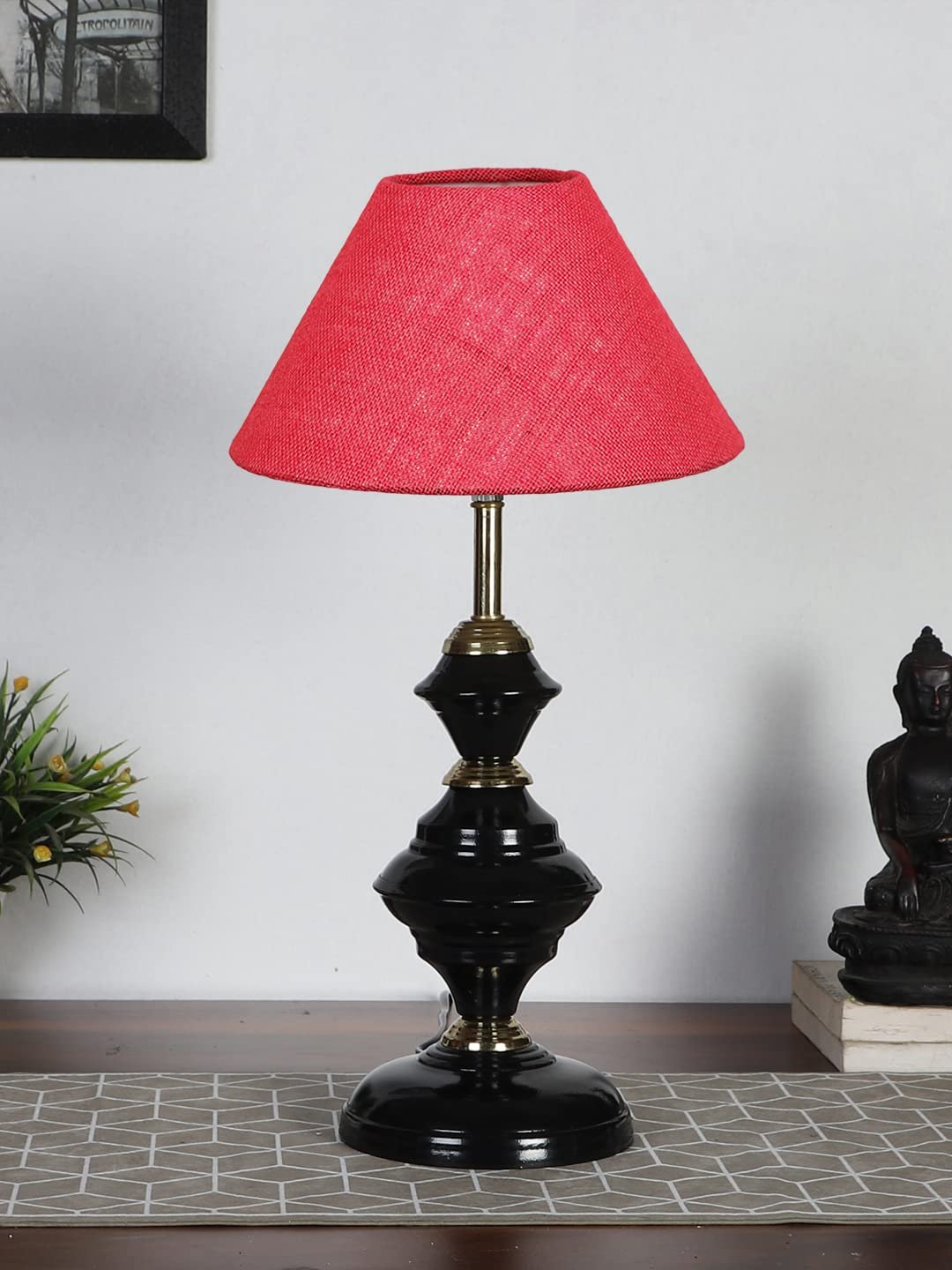Pink Jute Table lamp with Iron Base(213)