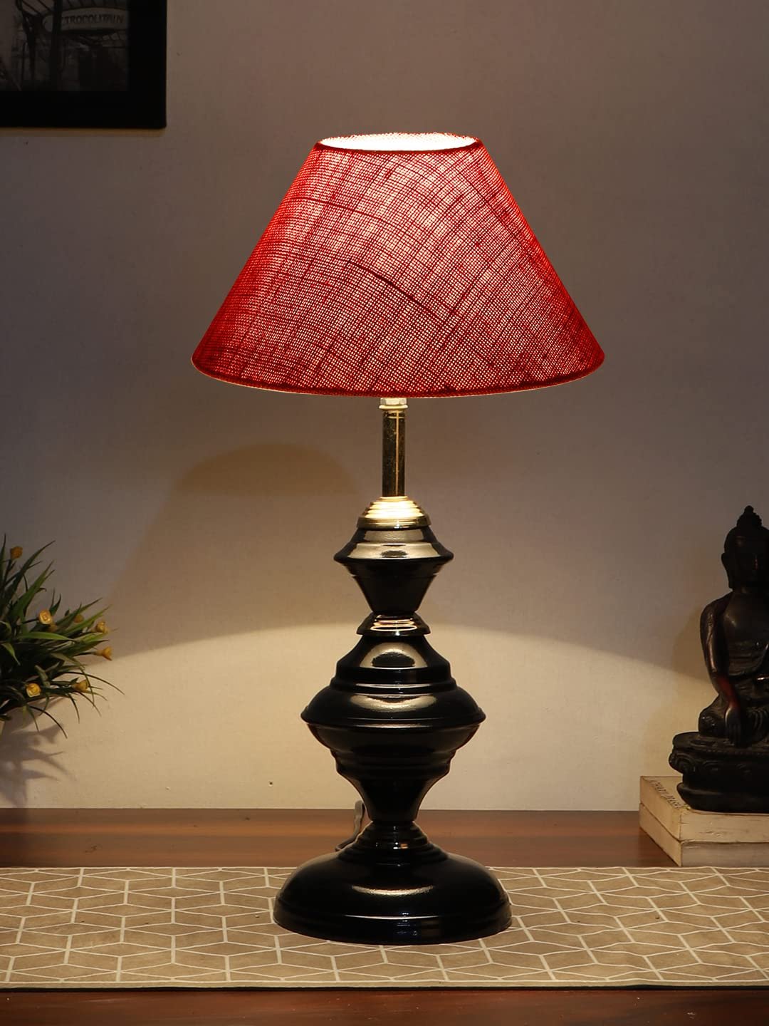 Pink Jute Table lamp with Iron Base(213)