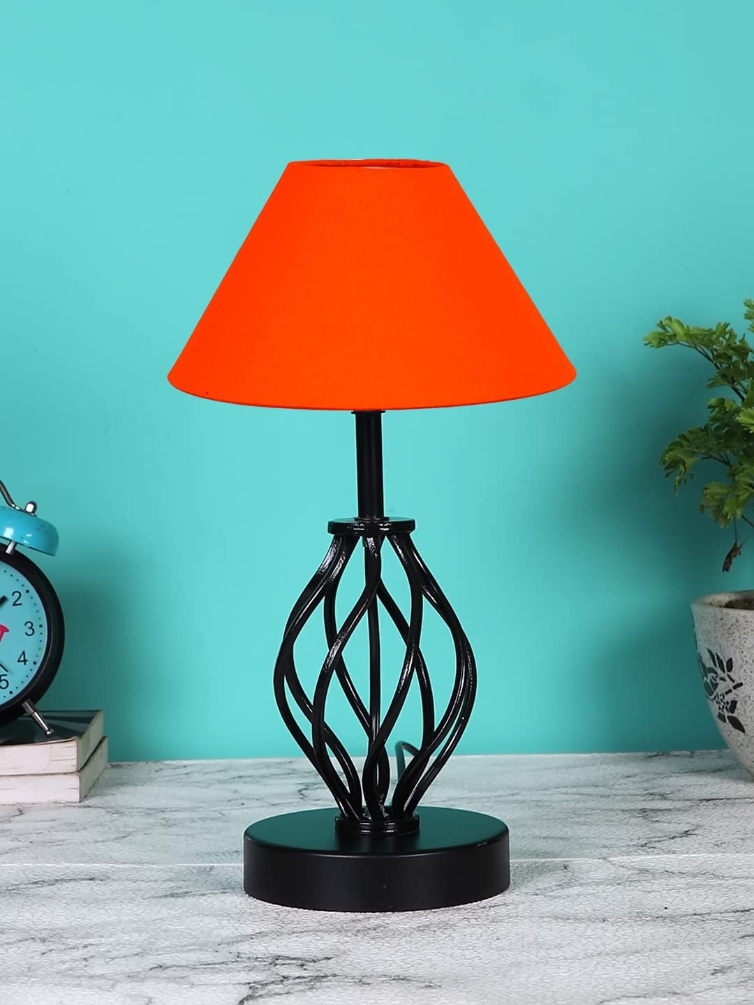Orange Cotton Table lamp with Iron Base(21)