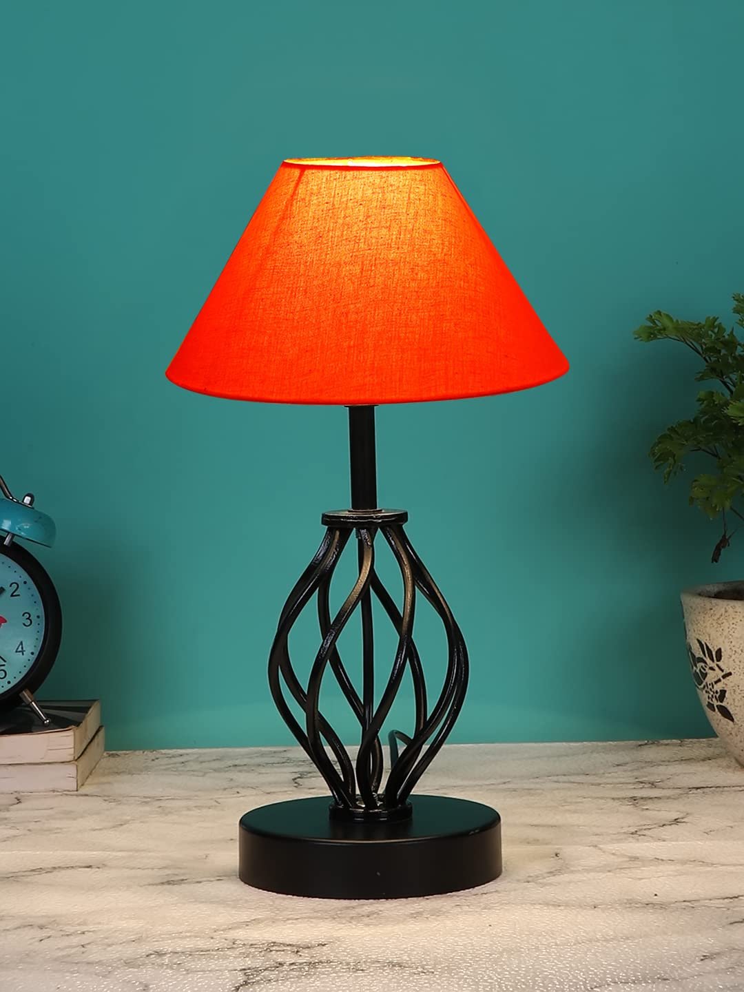Orange Cotton Table lamp with Iron Base(21)