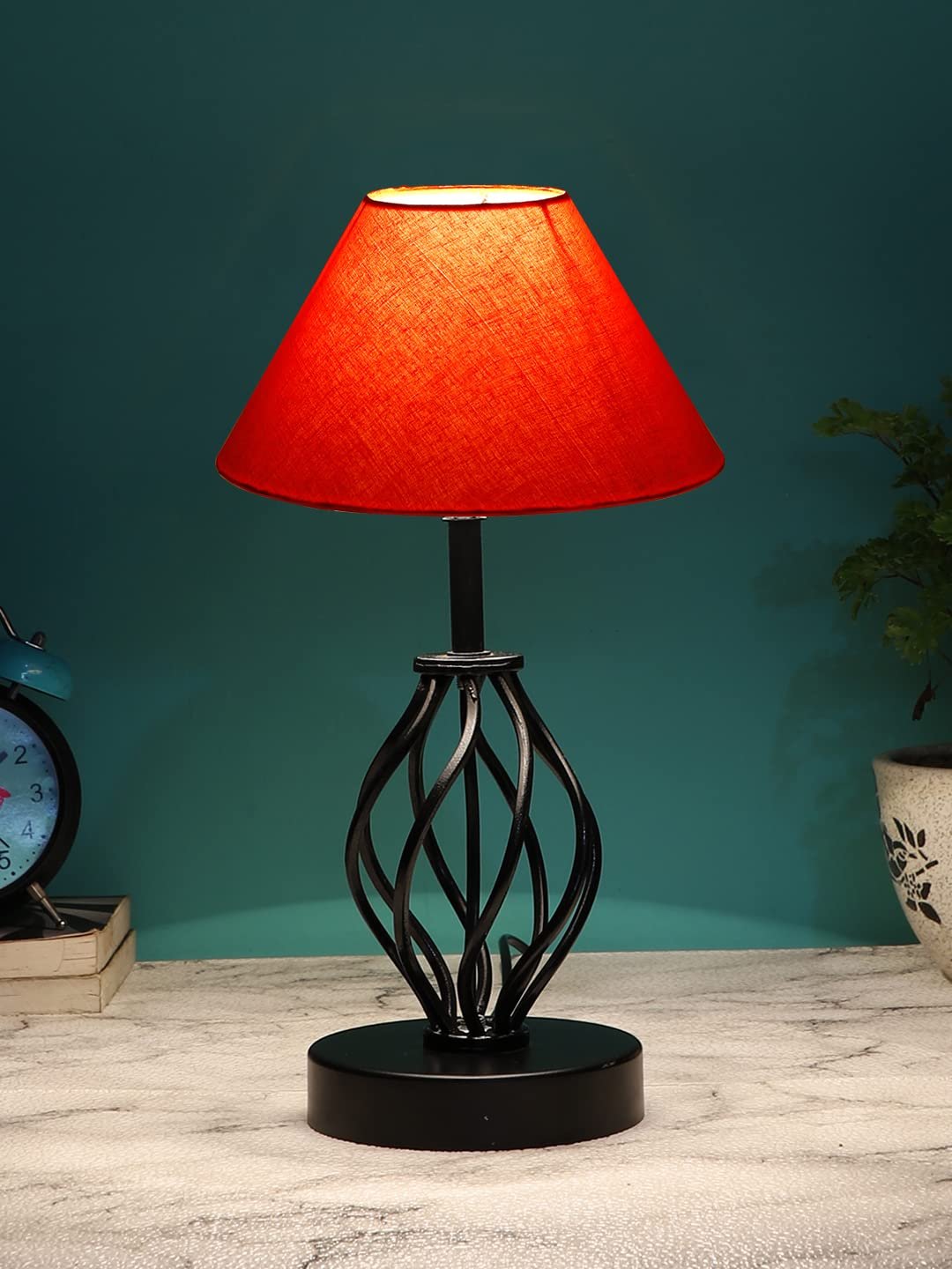 Orange Cotton Table lamp with Iron Base(21)