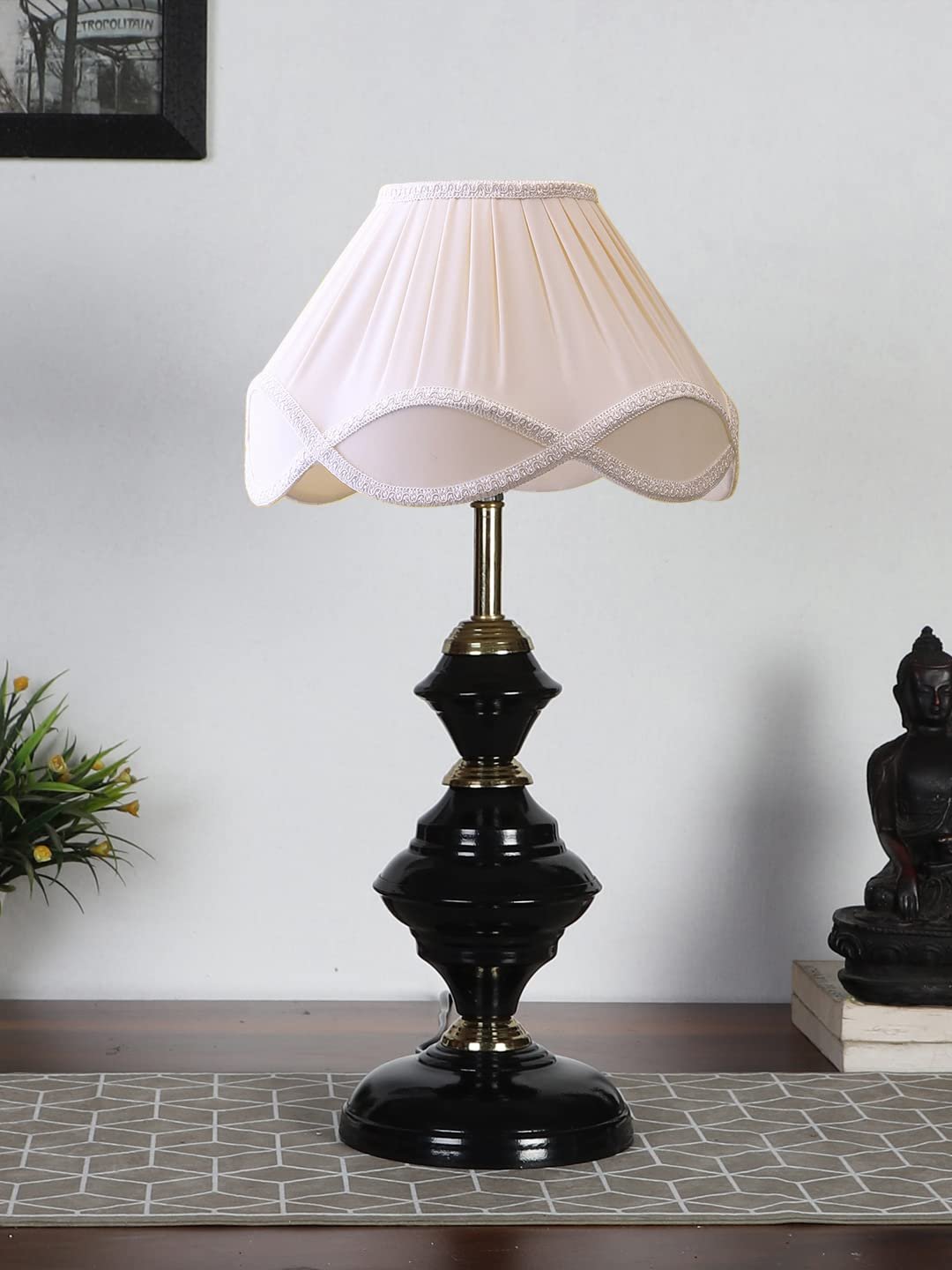 Vintage Off-White Shade Table lamp with Iron Base (220)