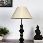 Off-White Cotton Table lamp with Iron Base(222)
