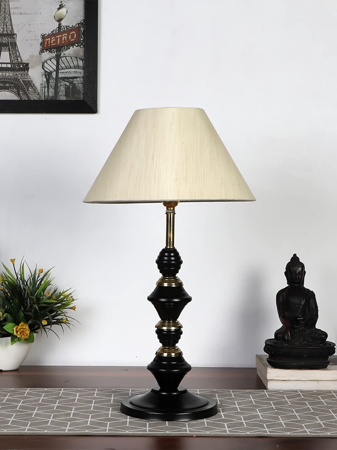 Off-White Cotton Table lamp with Iron Base(222)