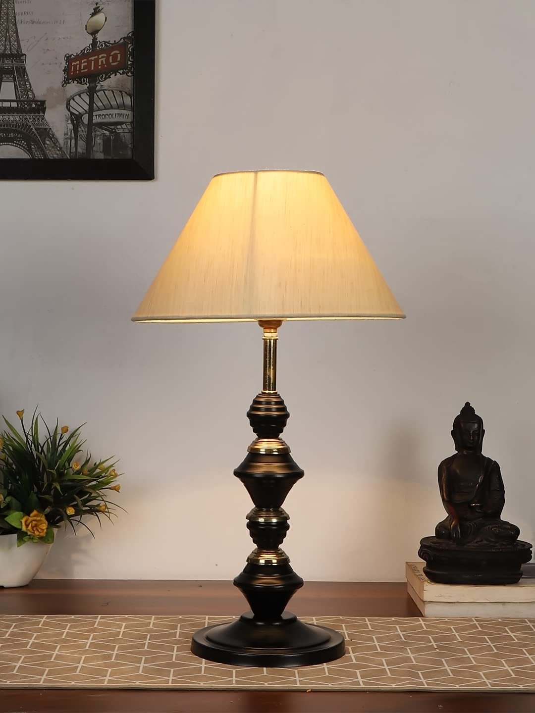 Off-White Cotton Table lamp with Iron Base(222)