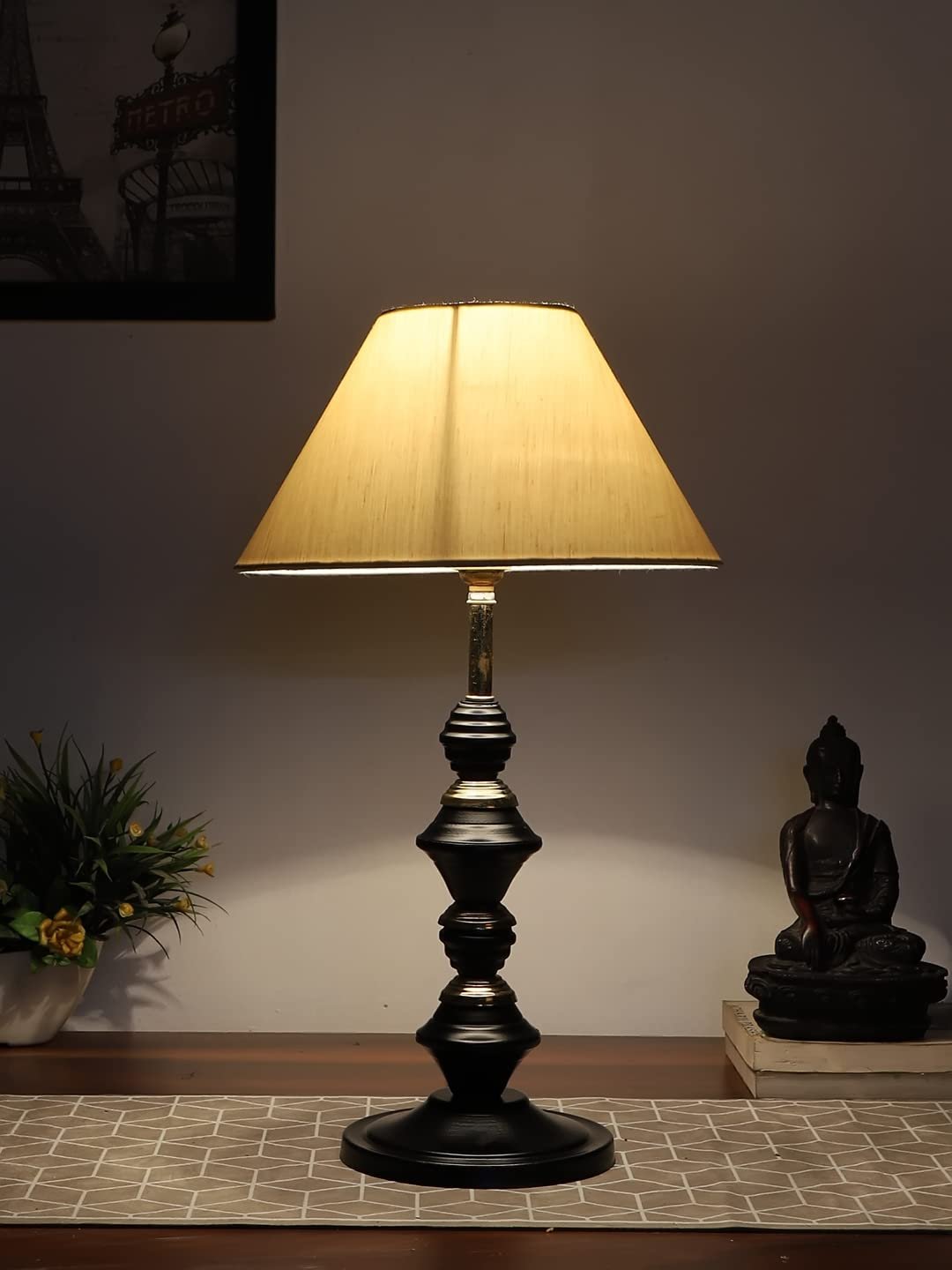 Off-White Cotton Table lamp with Iron Base(222)