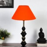 Orange Cotton Table lamp with Iron Base