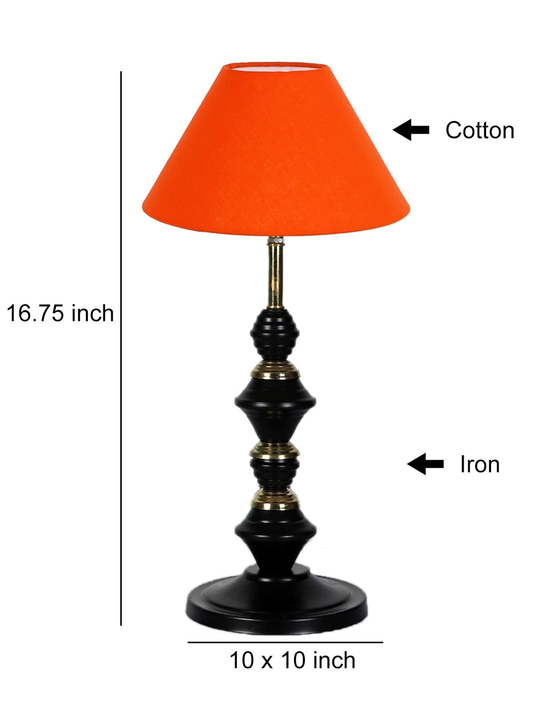 Orange Cotton Table lamp with Iron Base
