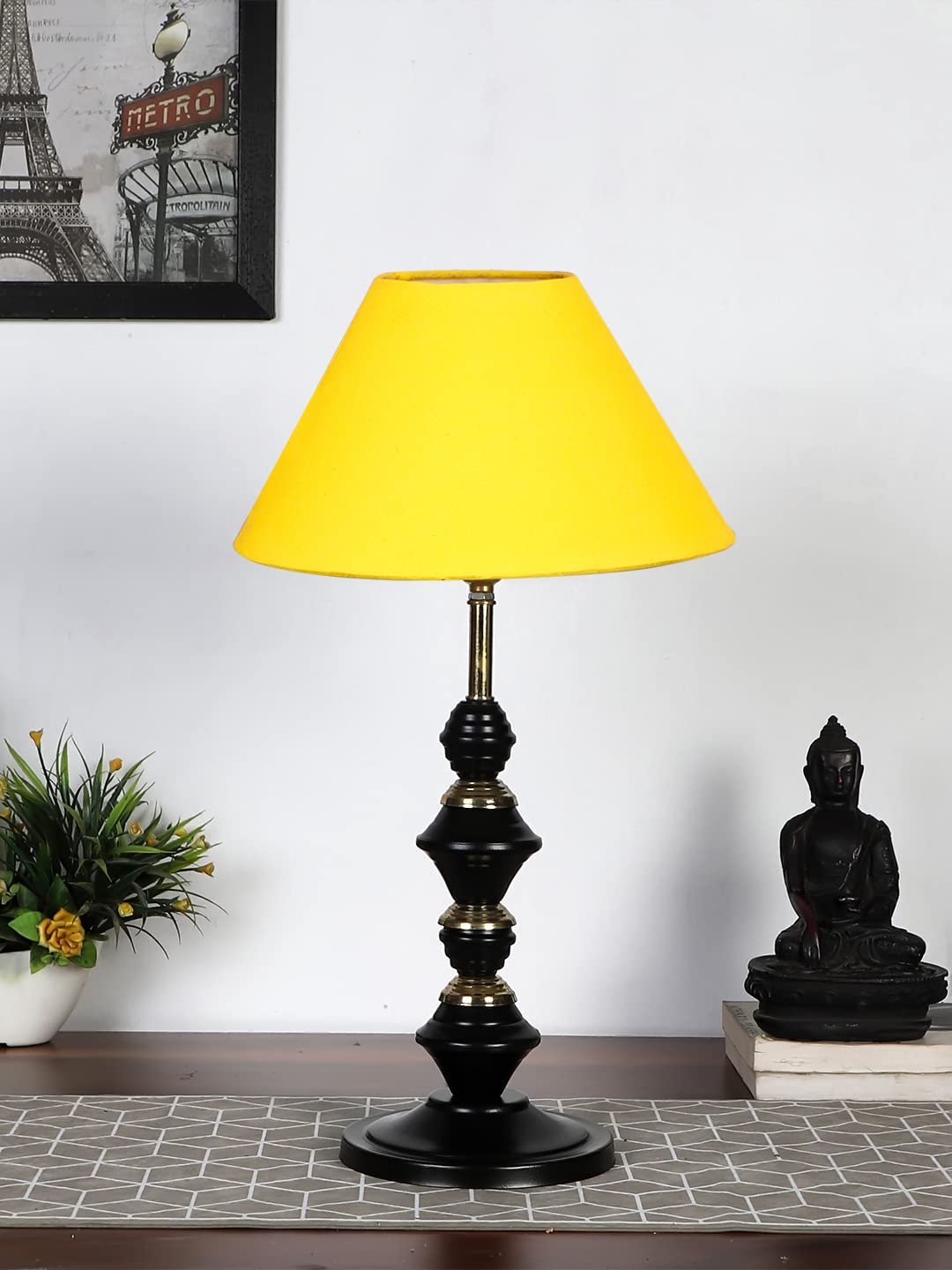 Yellow Cotton Table lamp with Iron Base(226)