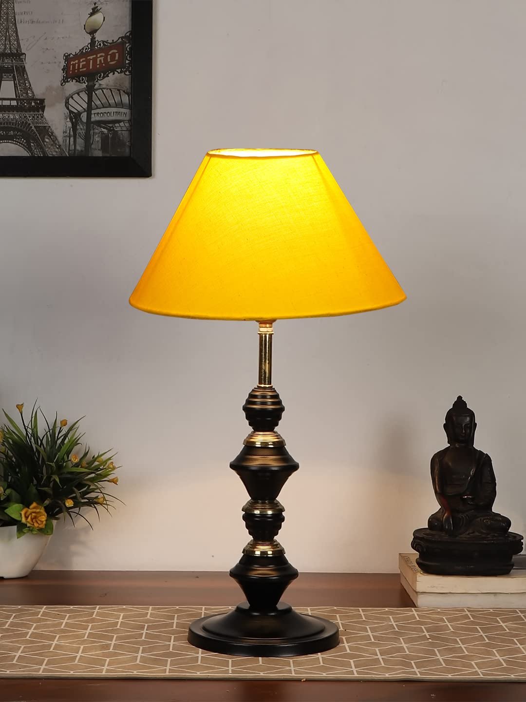 Yellow Cotton Table lamp with Iron Base(226)