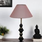 Grey Cotton Table lamp with Iron Base(227)
