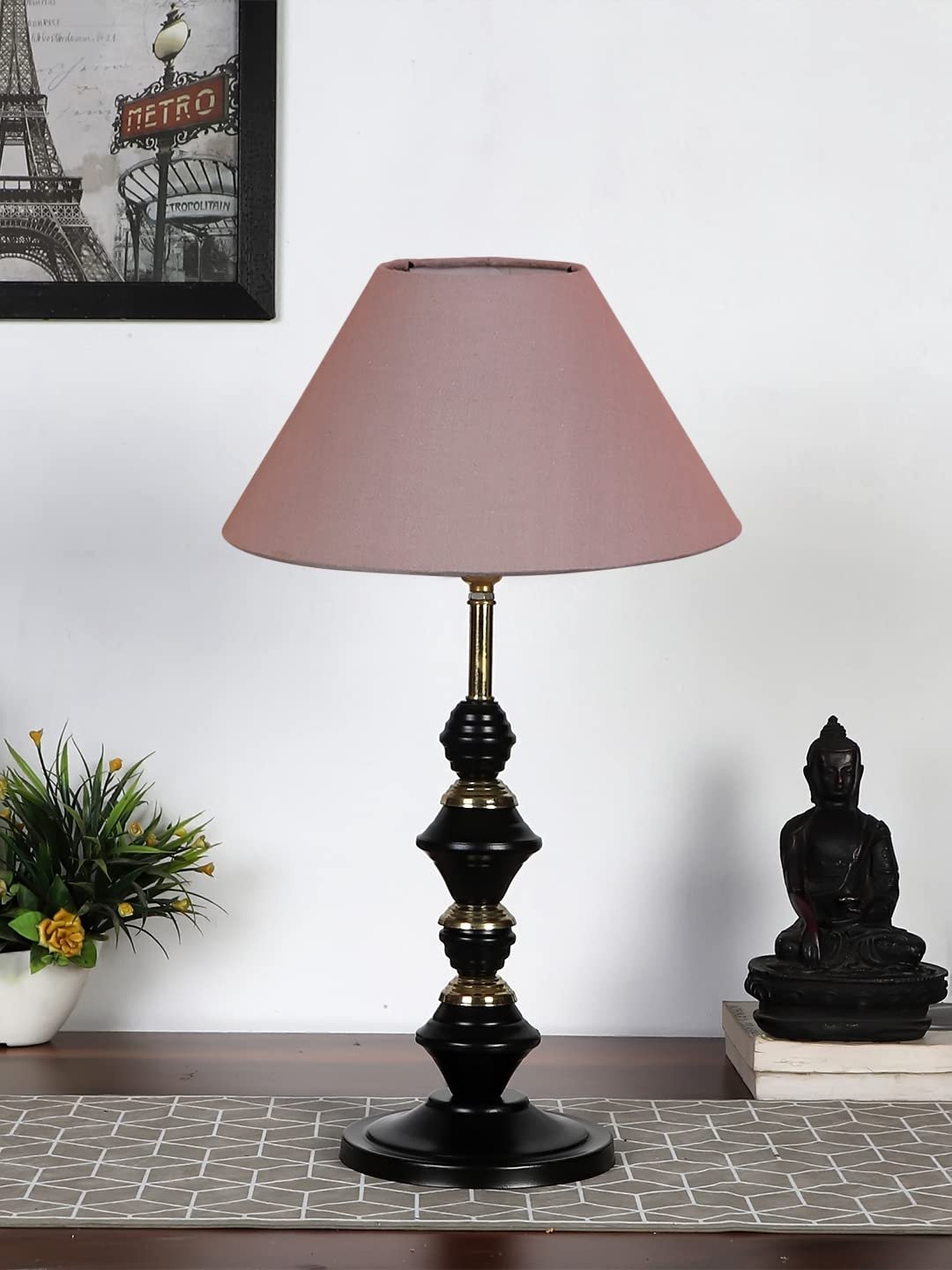 Grey Cotton Table lamp with Iron Base(227)