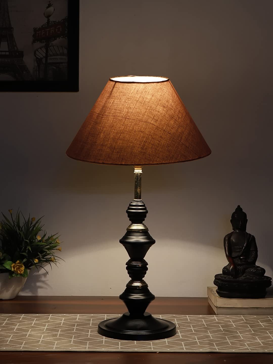 Grey Cotton Table lamp with Iron Base(227)