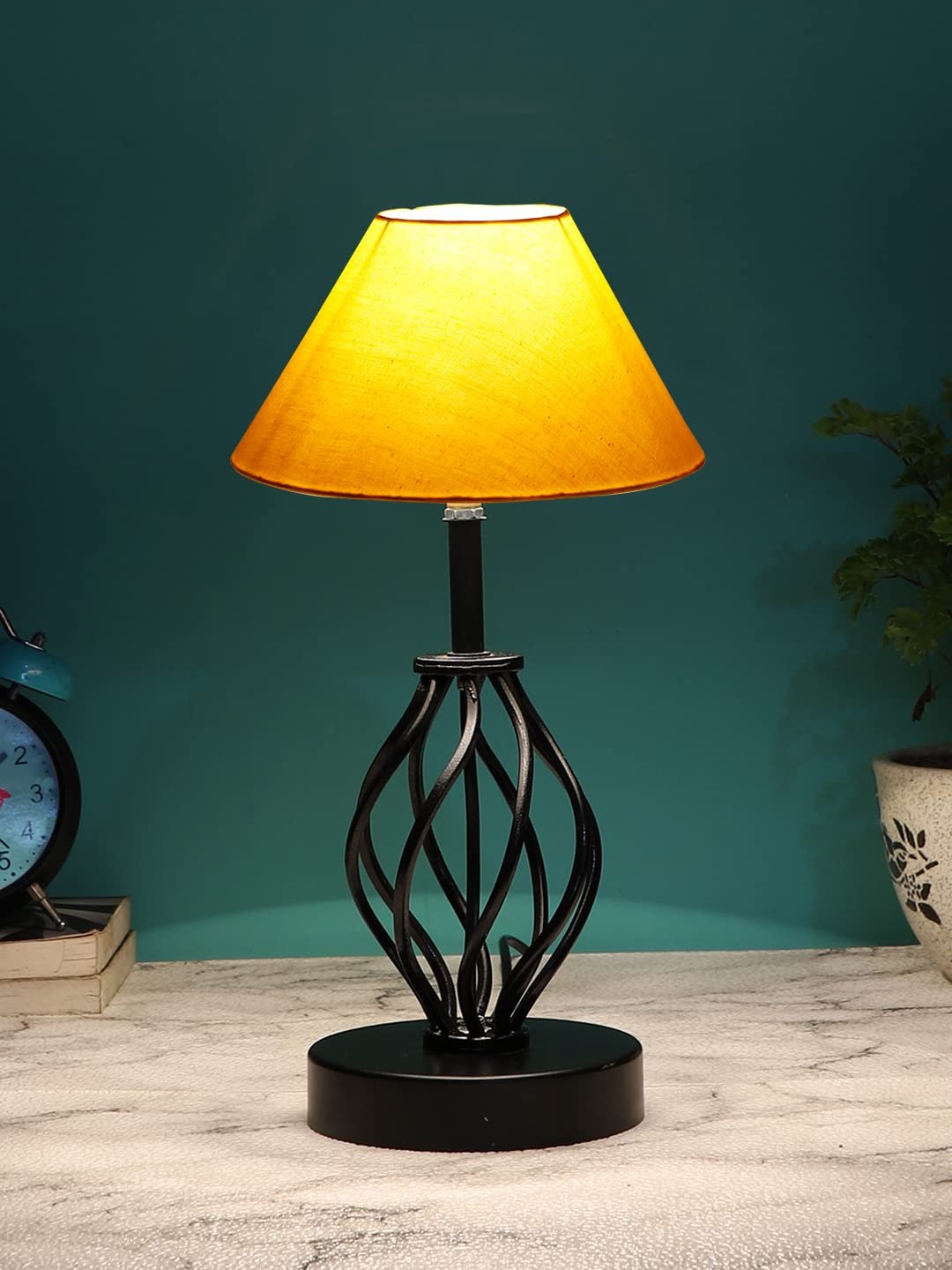 Yellow Cotton Table lamp with Iron Base(22)