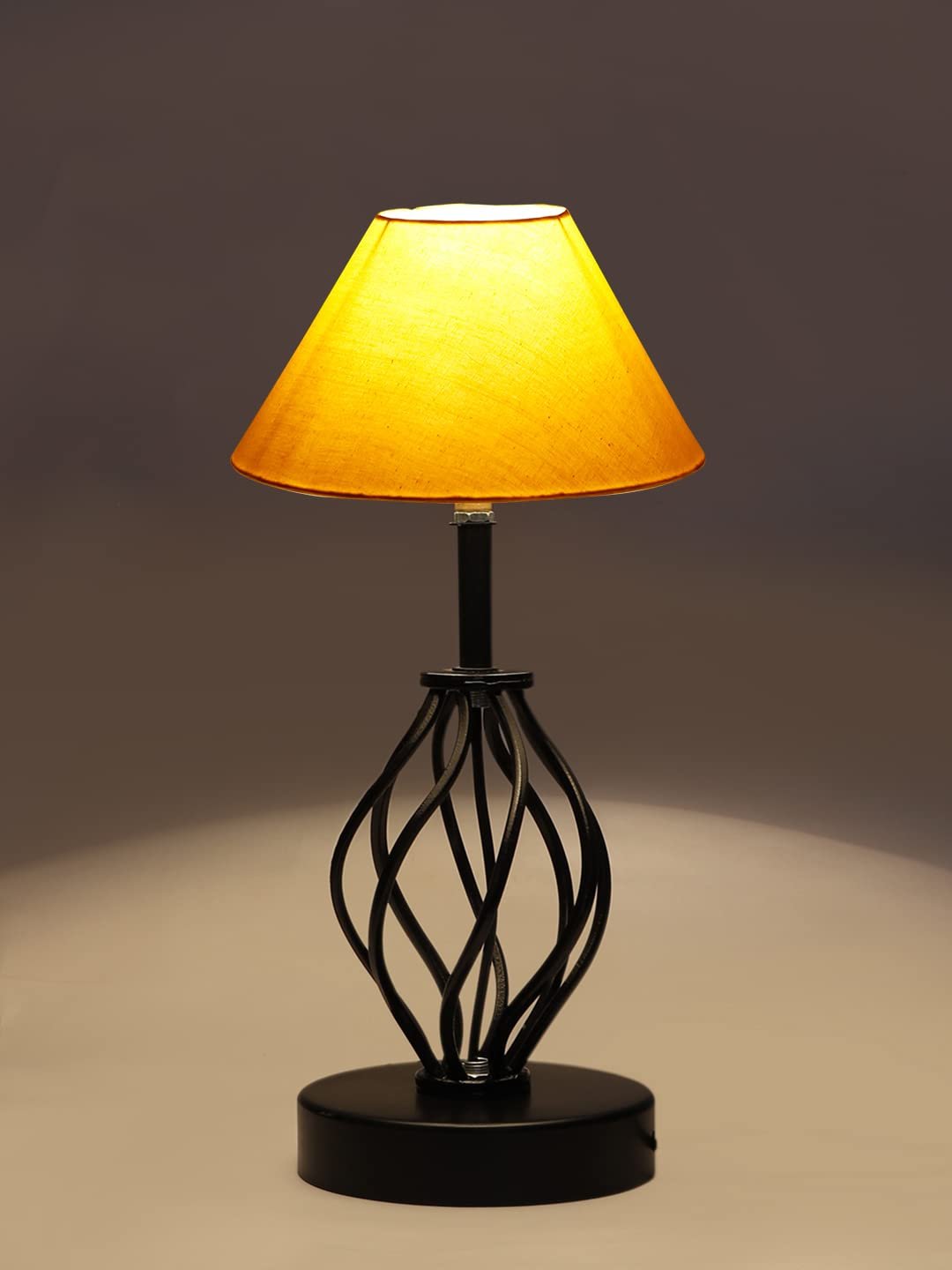 Yellow Cotton Table lamp with Iron Base(22)