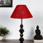 Maroon Jute Table lamp with Iron Base(231)