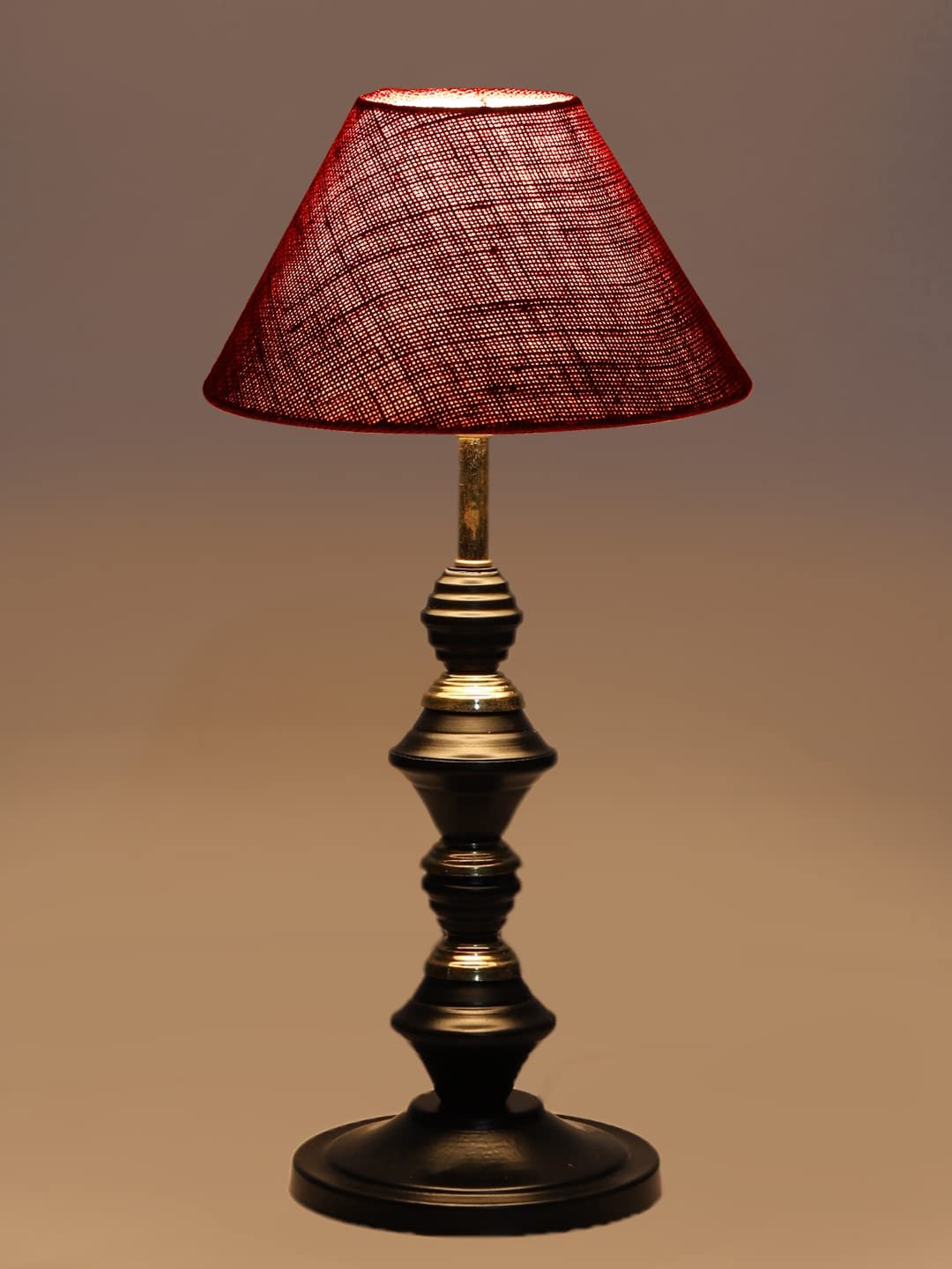 Maroon Jute Table lamp with Iron Base(231)
