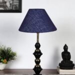 Blue Jute Table lamp with Iron Base
