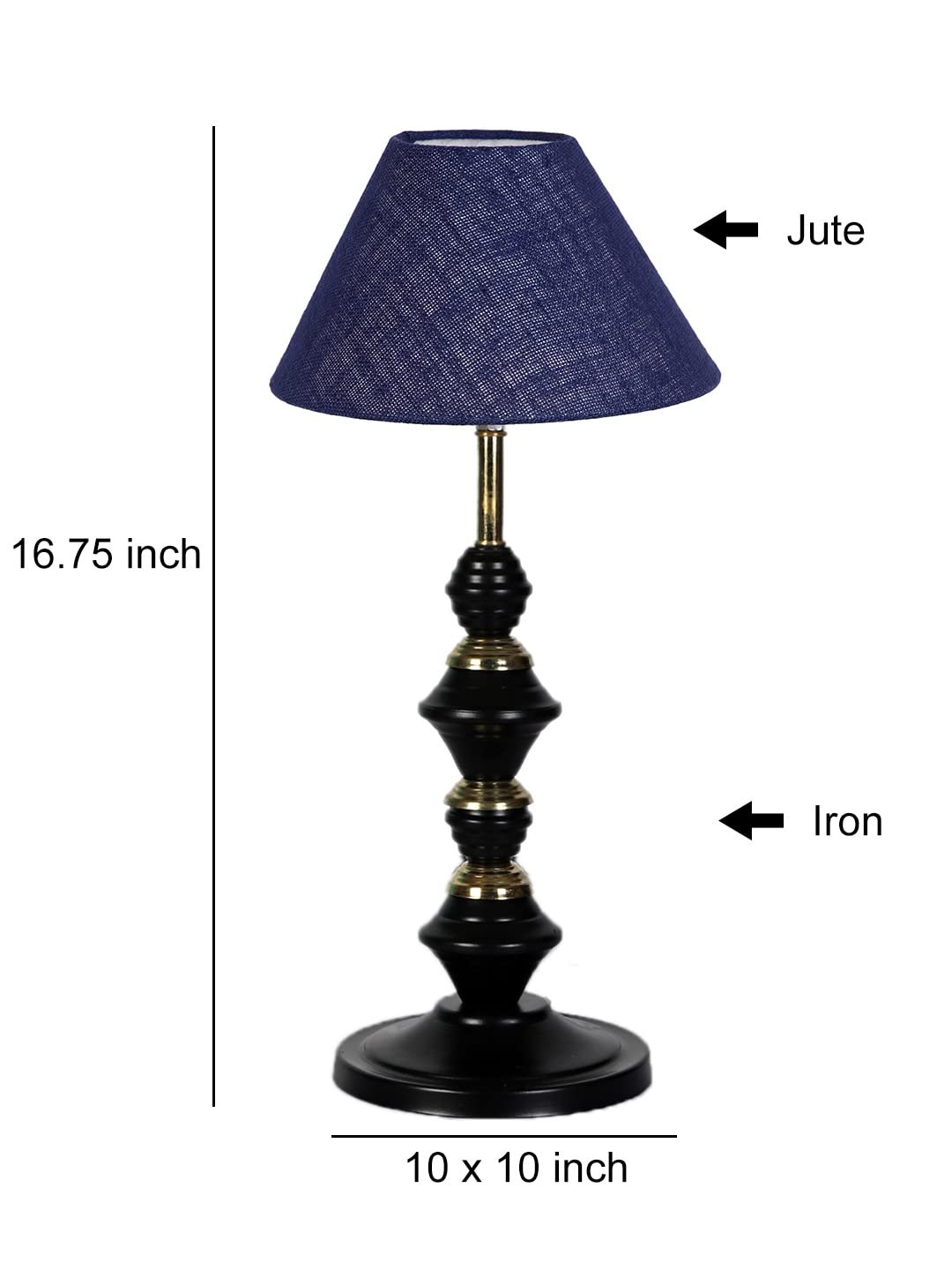 Blue Jute Table lamp with Iron Base