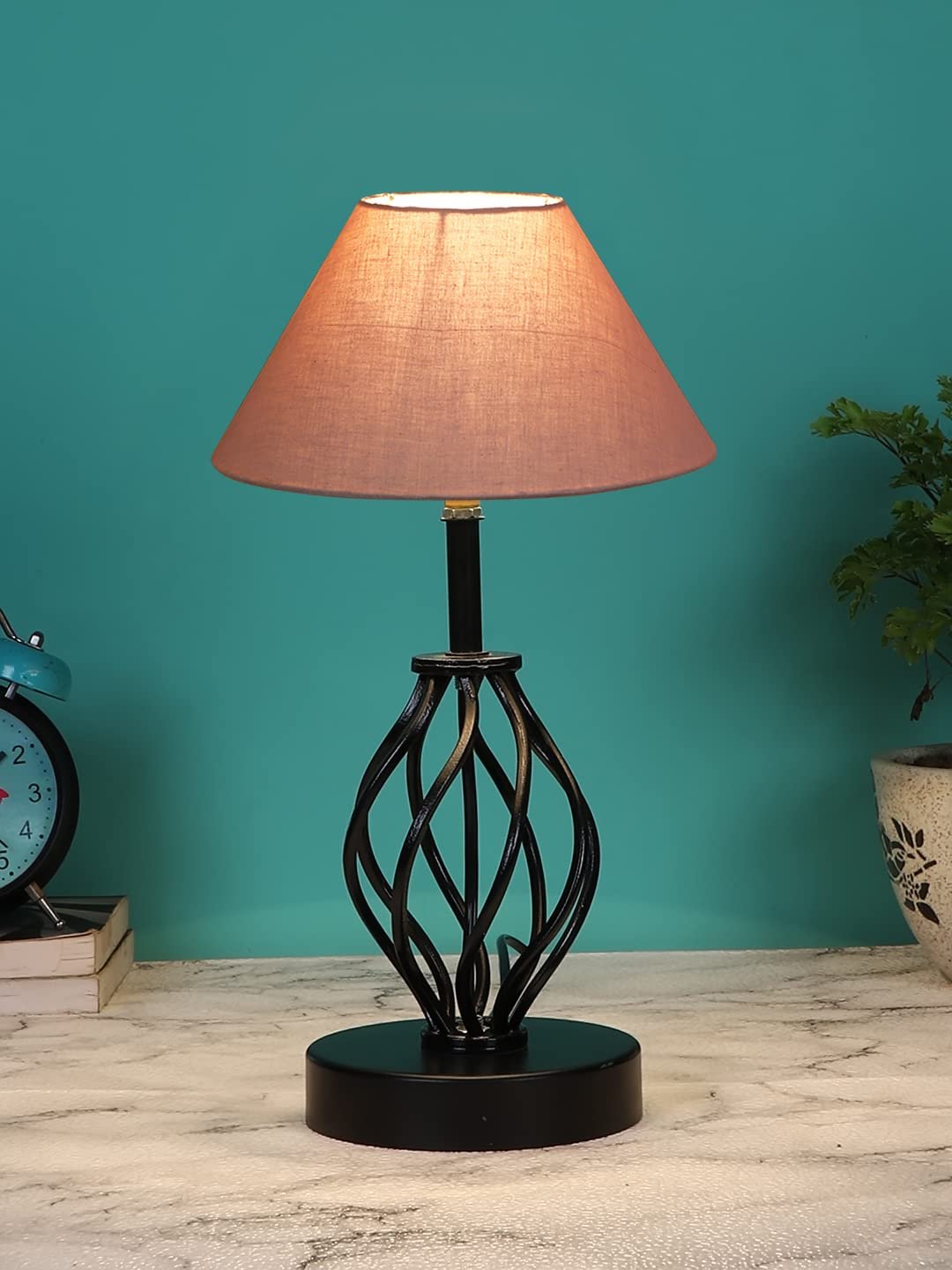 Grey Cotton Table lamp with Iron Base(23)