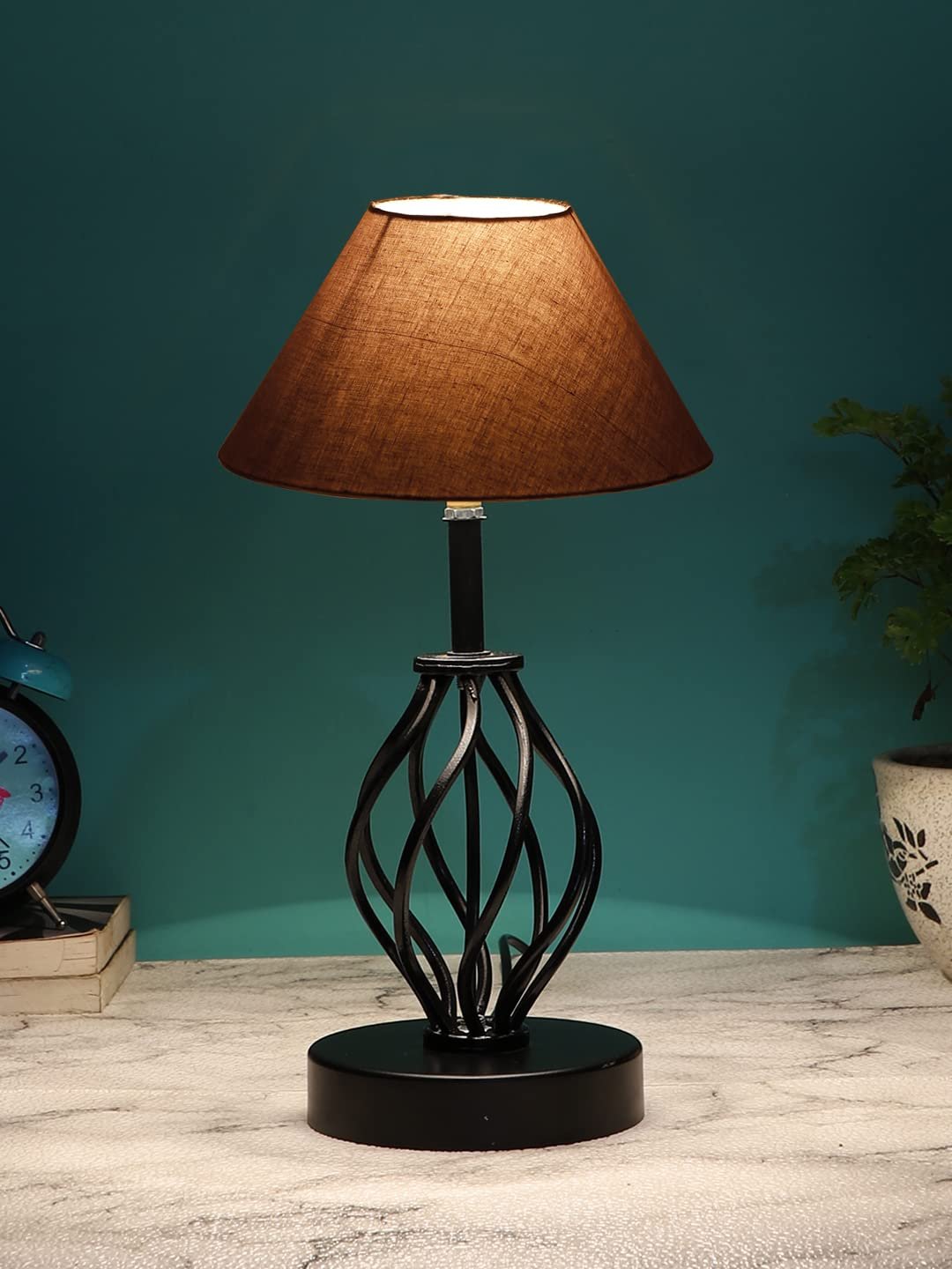 Grey Cotton Table lamp with Iron Base(23)