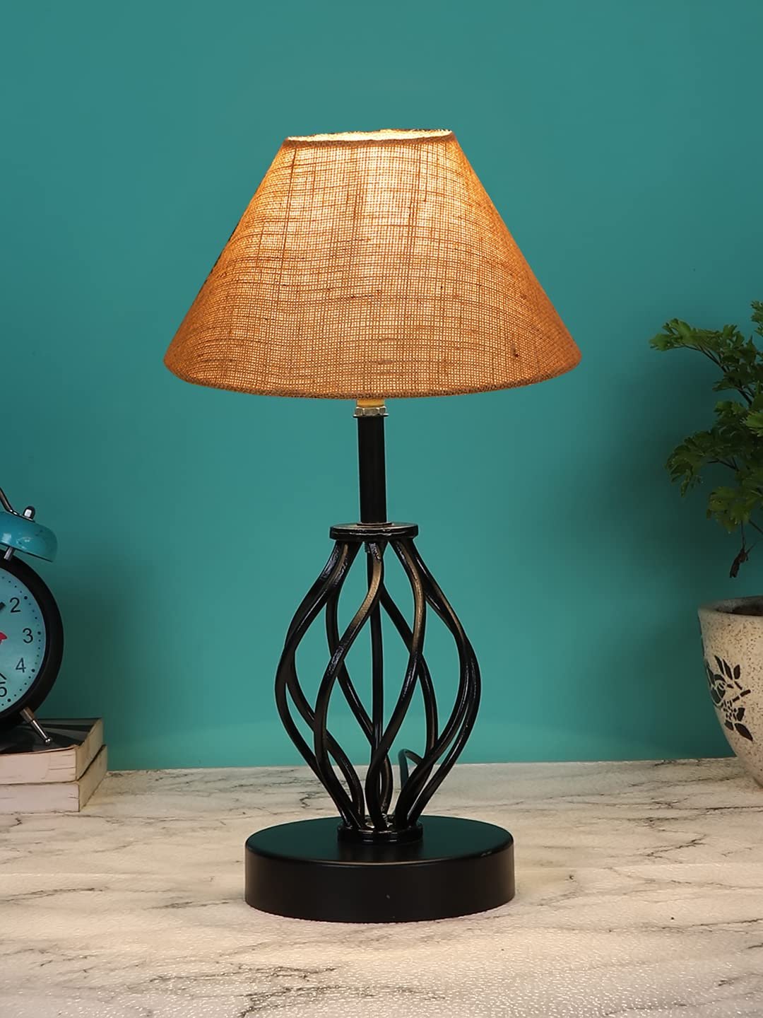 Beige Jute Table lamp with Iron Base(25)