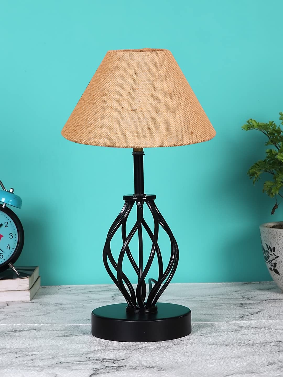 Beige Jute Table lamp with Iron Base(25)