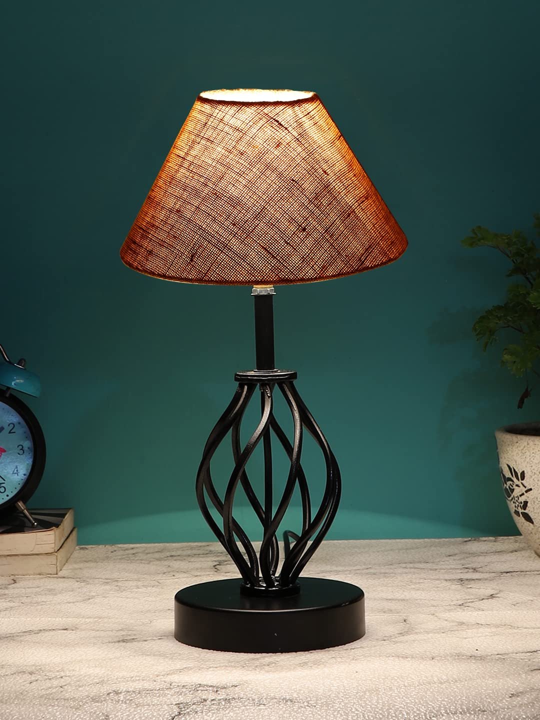 Beige Jute Table lamp with Iron Base(25)