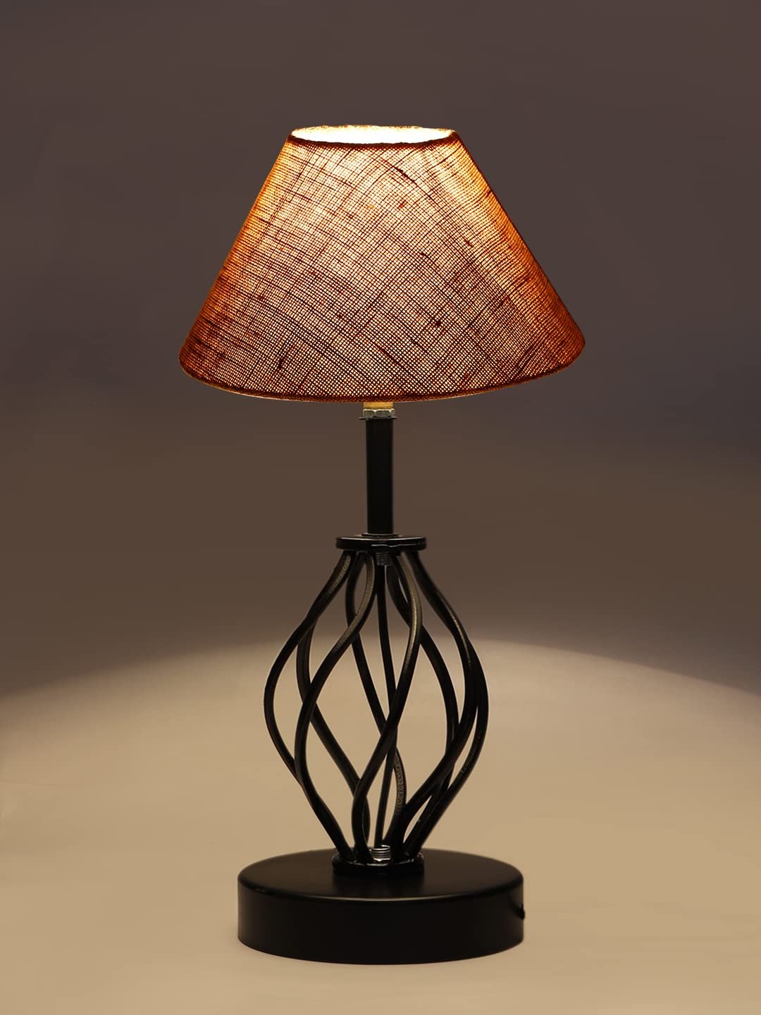 Beige Jute Table lamp with Iron Base(25)