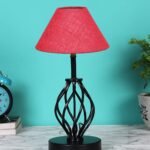 Pink Jute Table lamp with Iron Base(26)