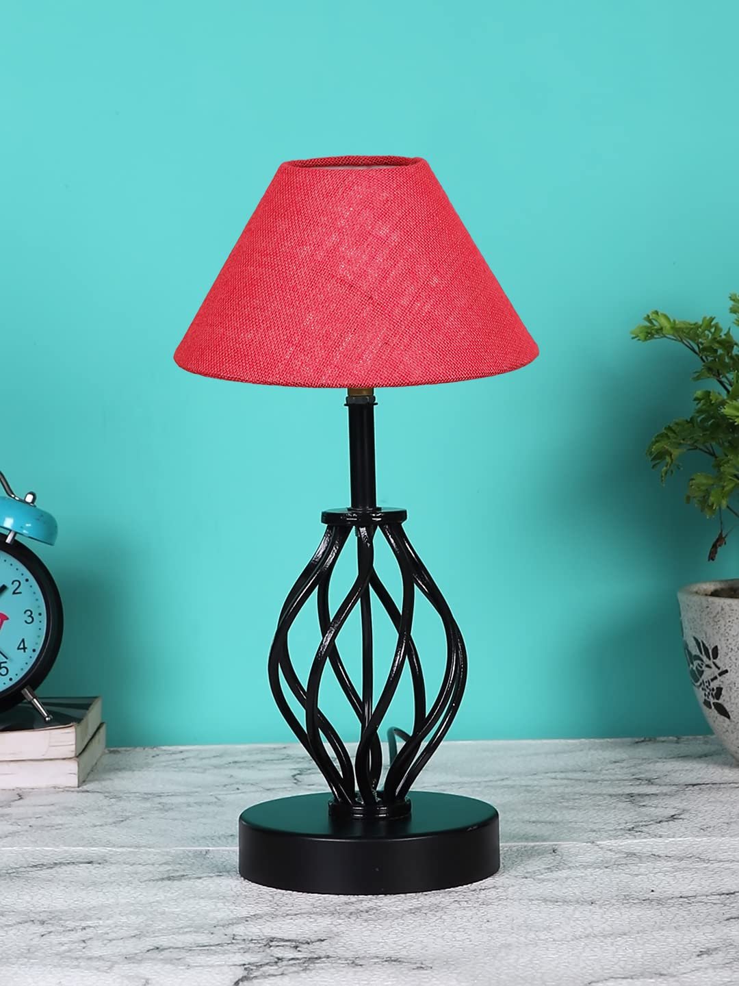 Pink Jute Table lamp with Iron Base(26)